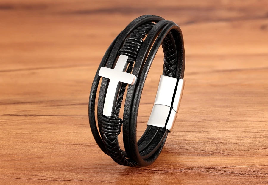 Ziron Cross Leather Bracelet